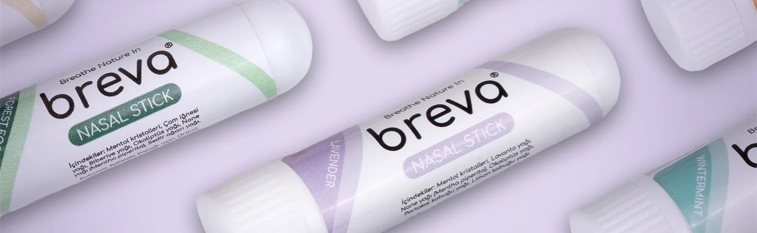 Yan yana dizilmiş Breva nazal stick tüplerinden oluşan desen