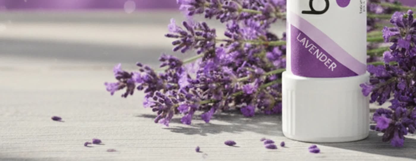 Gri ahşap zeminde lavanta dalları ve Lavender nazal stick